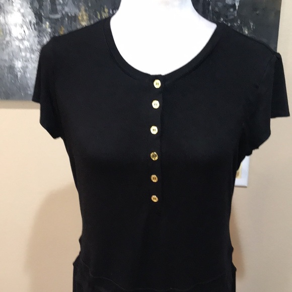 Chelsea & Theodore Black Drawstring Waist Front Pockets Pullover Maxi Dress-10 - Picture 5 of 12